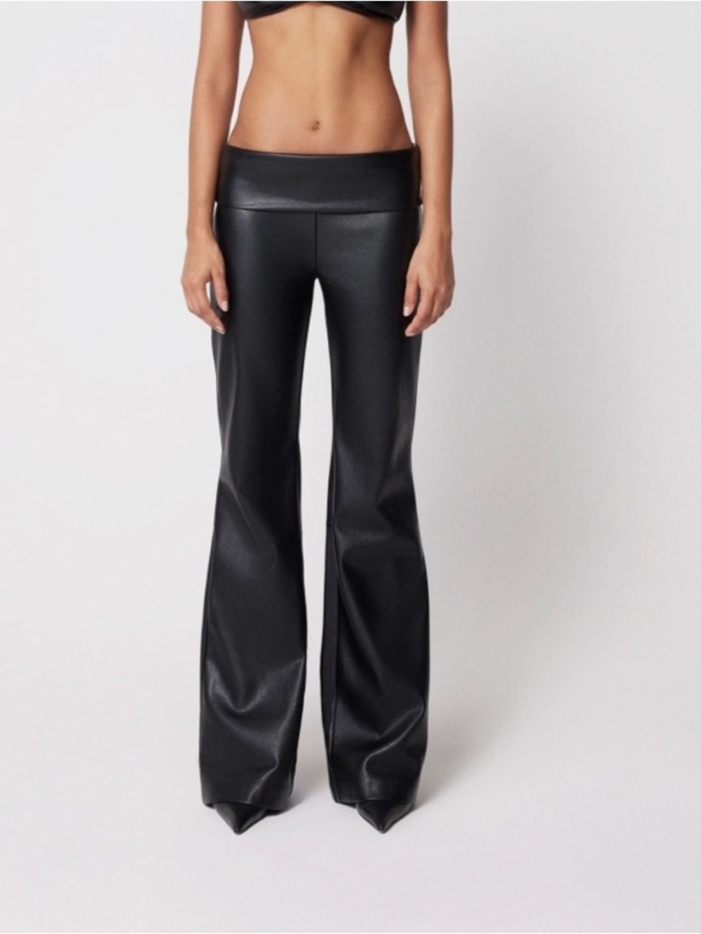 Khy by Kylie Jenner Faux Leather Low Rise Foldover Pant Size Large NWT